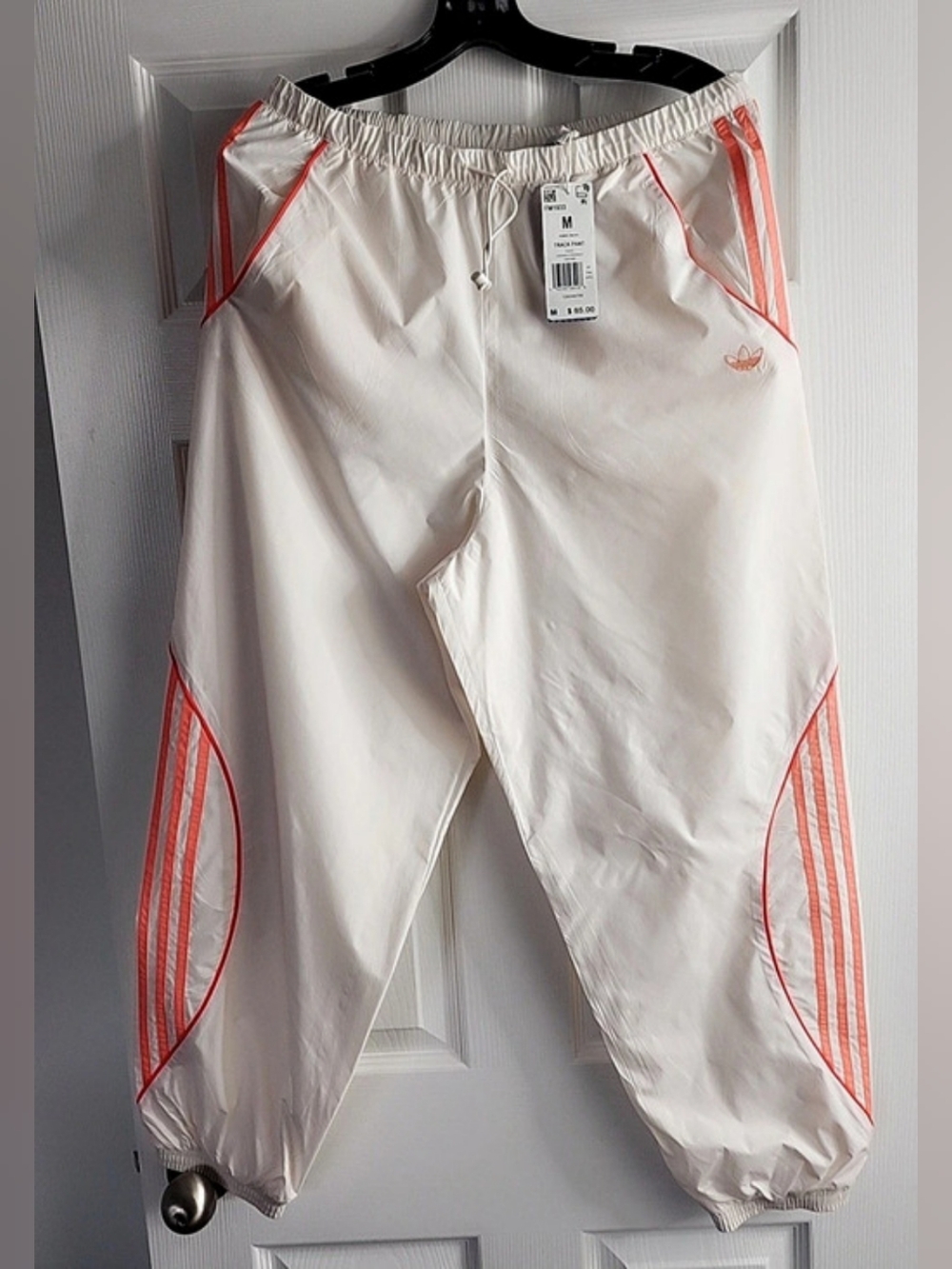 adidas Track Pant Track Pants White & Coral Size Medium NWT